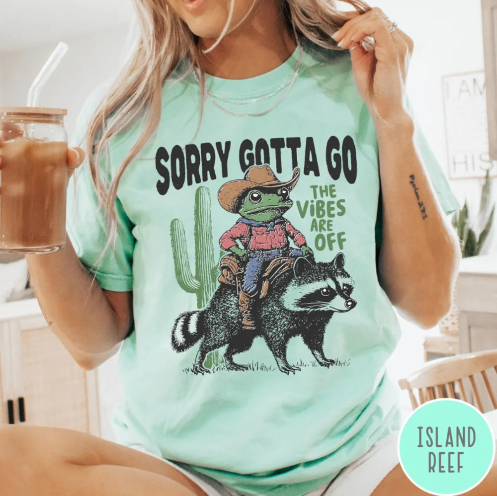 Vibes Are Off Comfort Colors T-Shirt, Sorry Gotta Go, Vintage Frog T-Shirt